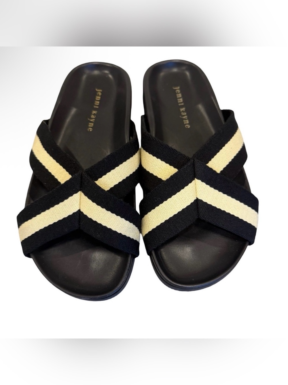 JENNI KAYNE Sandals - Cotton Crossover Sandal size 36 euro/6 US black and ivory